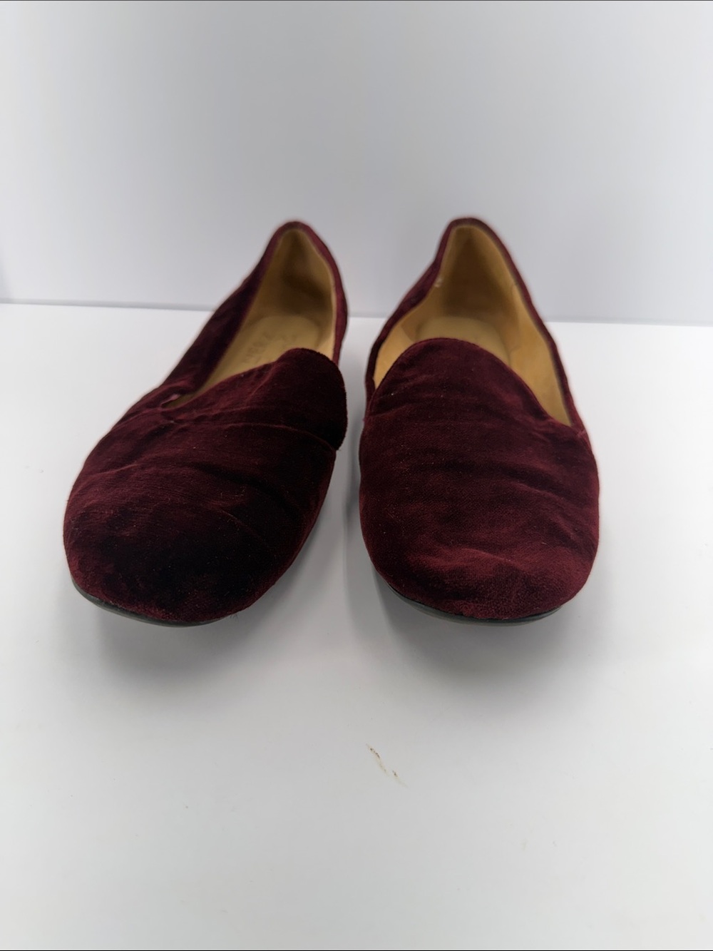 Women's Burgundy Velvet Slip-On Loafers